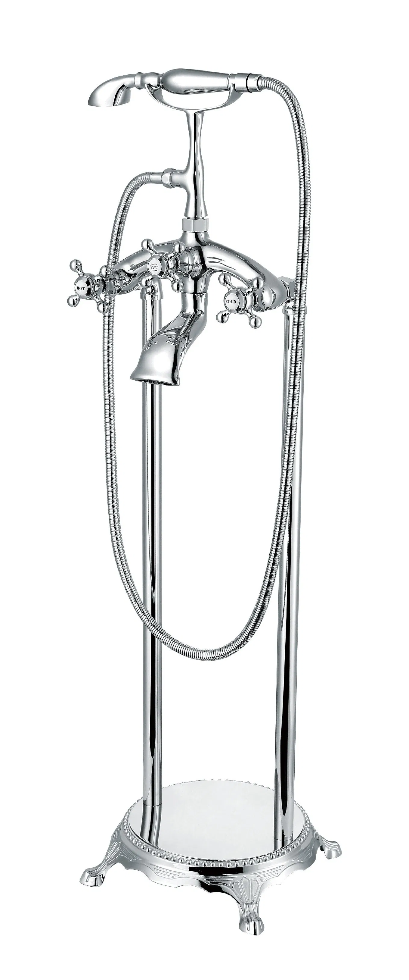 Bathrooms Brushed Gold, Plated Chrome Classical Freestanding Bathtub Faucet