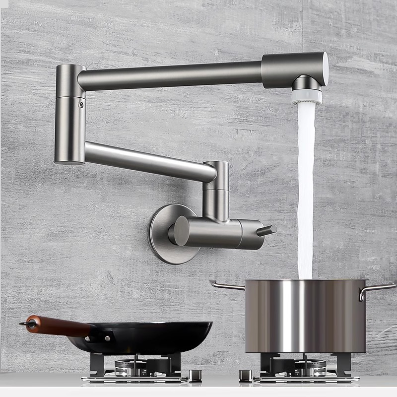 Premium Stainless Steel Wall-Mount Pot Filler Faucet for Kitchens