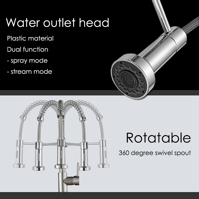 Brass Spring Pull out Pull Down Sprayer Kitchen Sink Mixer Faucet