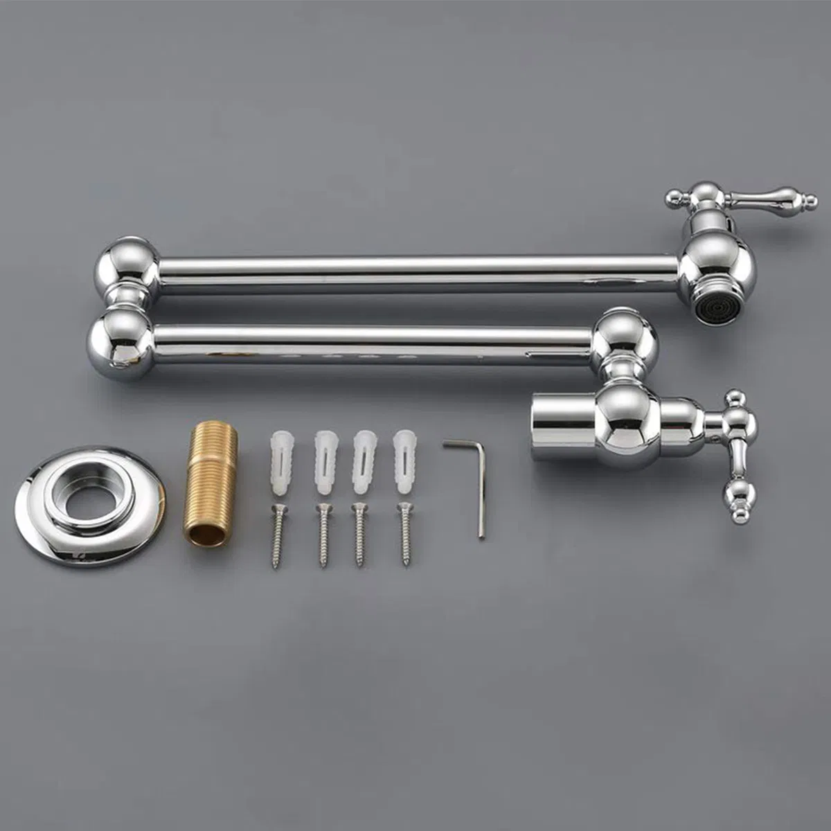 Aquacubic Cupc Certified Solid Brass Pot Filler Faucet Wall Mount Pot Filler Chrome Finish Folding Kitchen Faucet