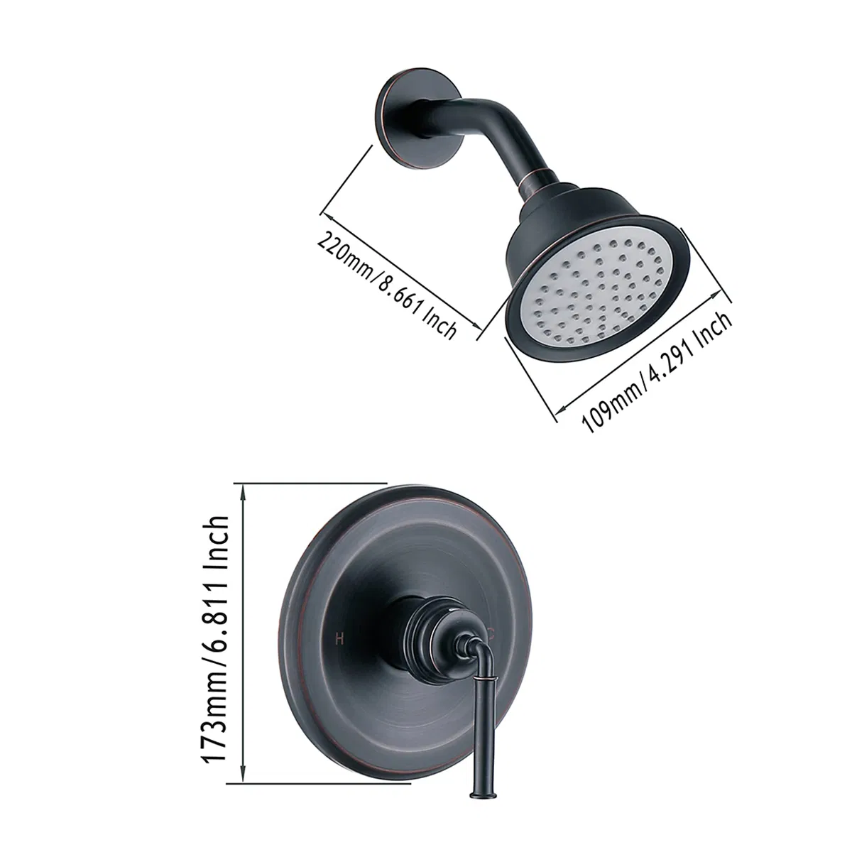 Shower Only Faucet with Handle Set, Brushed Nickel Bathroom Rainfall Shower System with Rough-in Valve