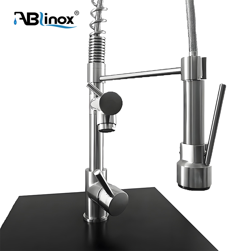 304 316 Stainless Steel Pull out Spray Faucet Kitchen Double Handle Hot and Cold Faucet Spring Sink Faucet