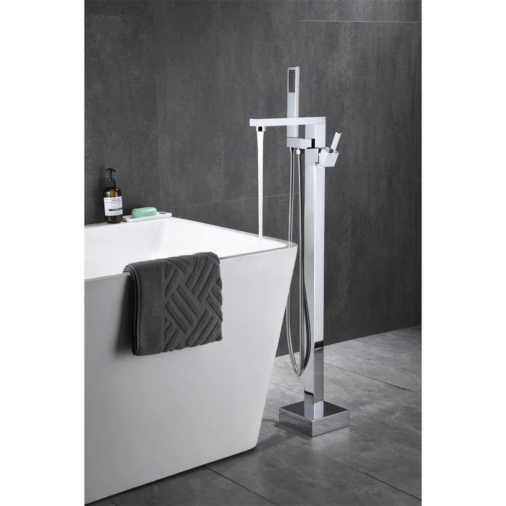 New Design Brass Matt Black Floor Free Standing Shower Taps Freestanding Bath Tub Faucet Bathtub Mixer