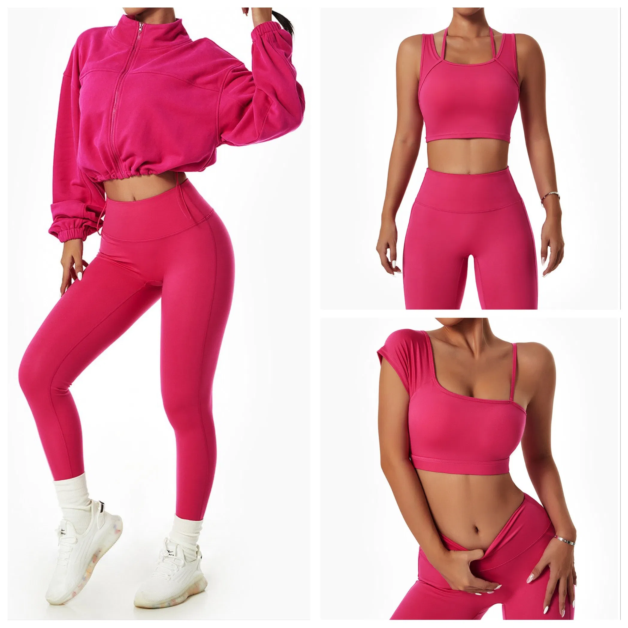 حار Fashion2/3PCS ملابس لياقة بدنية فائقة النعومة ملابس يوغا للنساء، حمالة صدر رياضية أنيقة + ليجنز بخصر عالٍ للتمارين المنزلية وملابس الجيم