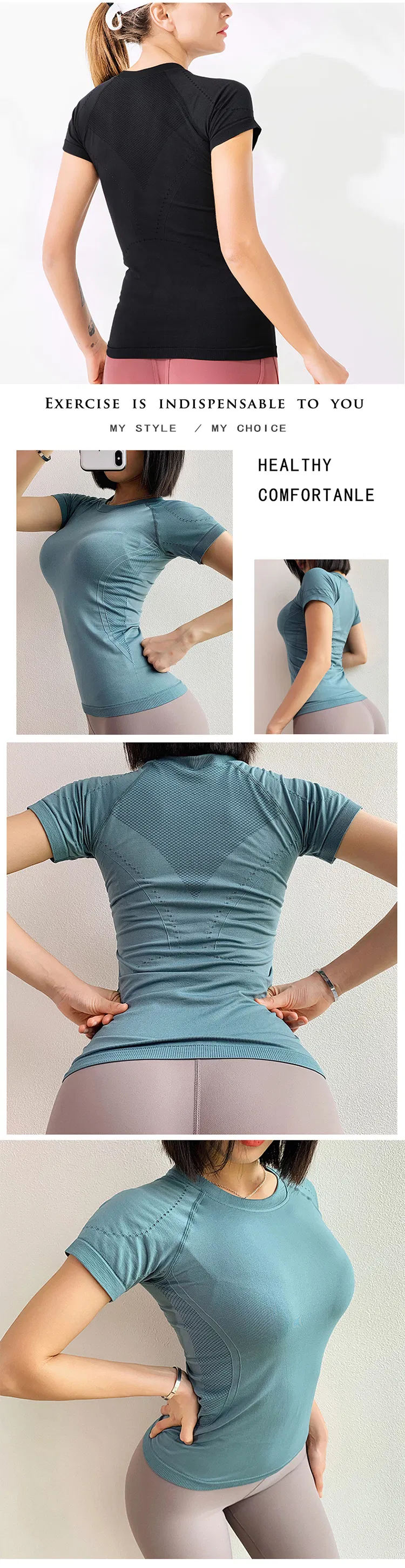 ملابس جملة ملابس رياضية لولو قمصان سلسة للنساء بأكمام قصيرة ملابس لياقة خفيفة الوزن قمصان رياضية لليوغا