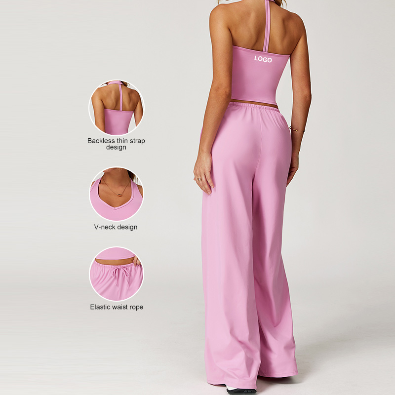 مجموعة يوغا سريعة التجفيف بحمالة ظهر جميلة من المصنع بالجملة 90%Polyester/10%Spandex مجموعة رياضية عصرية ملابس لياقة بدنية للجري غير رسمية