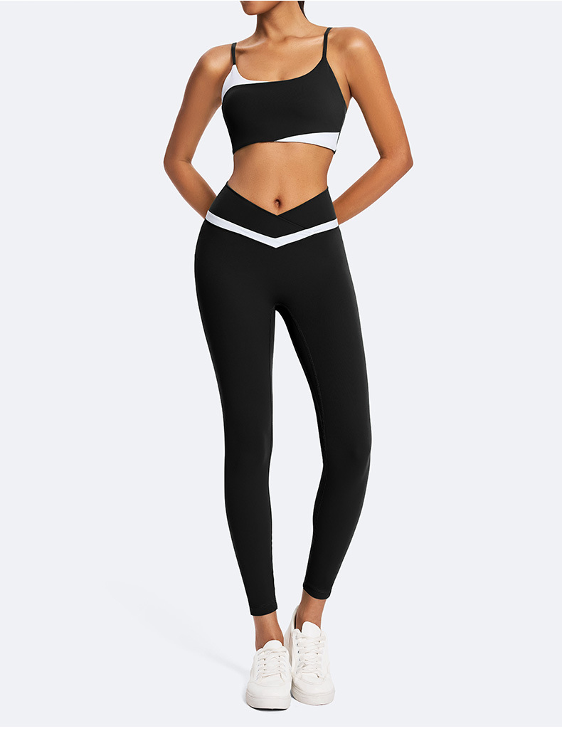 Eco-Friendly Recycled Fabric Outdoor Sports Bra V-Waist Leggings 2PCS Yoga Wear Women