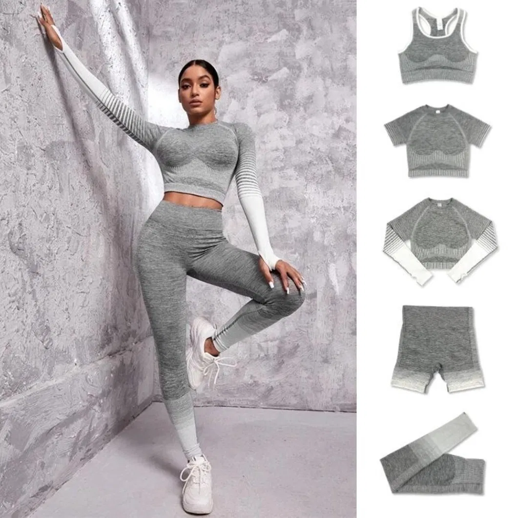 سيدات 2PCS بدلات رياضية نسائية مثيرة ساخنة ملابس صالة رياضية كمال الأجسام ملابس رياضية بدلات مريحة حمالة صدر رياضية سلسة بلوزة بأكمام طويلة شورتات رياضية ليغينغ للتمارين اليوغا