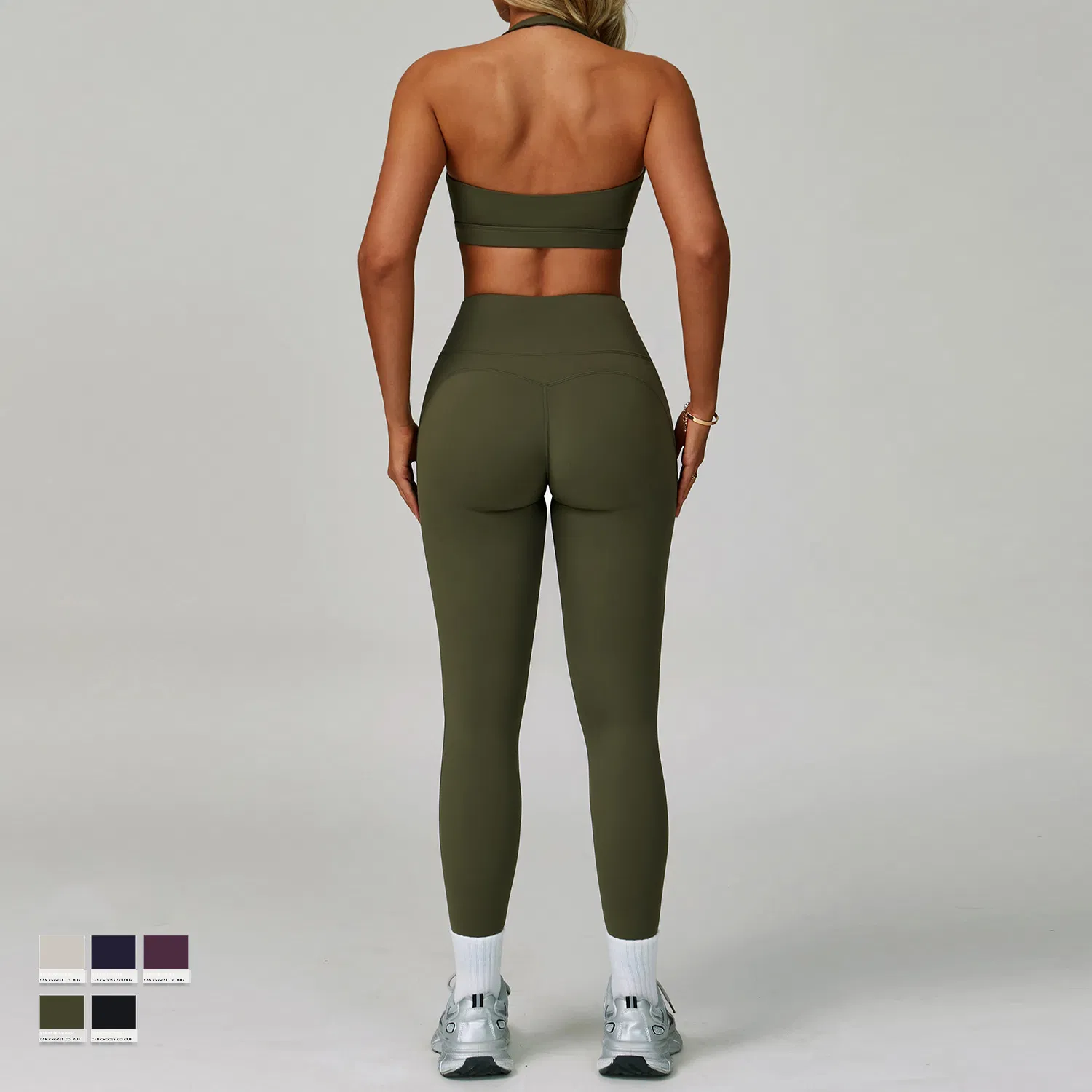 تخصيص شعار ملابس اليوغا للنساء، حمالة صدر رياضية هالتر + شورتات رياضية + leggings عالية الخصر لتمارين الصالة الرياضية + بنطلونات كاجوال واسعة