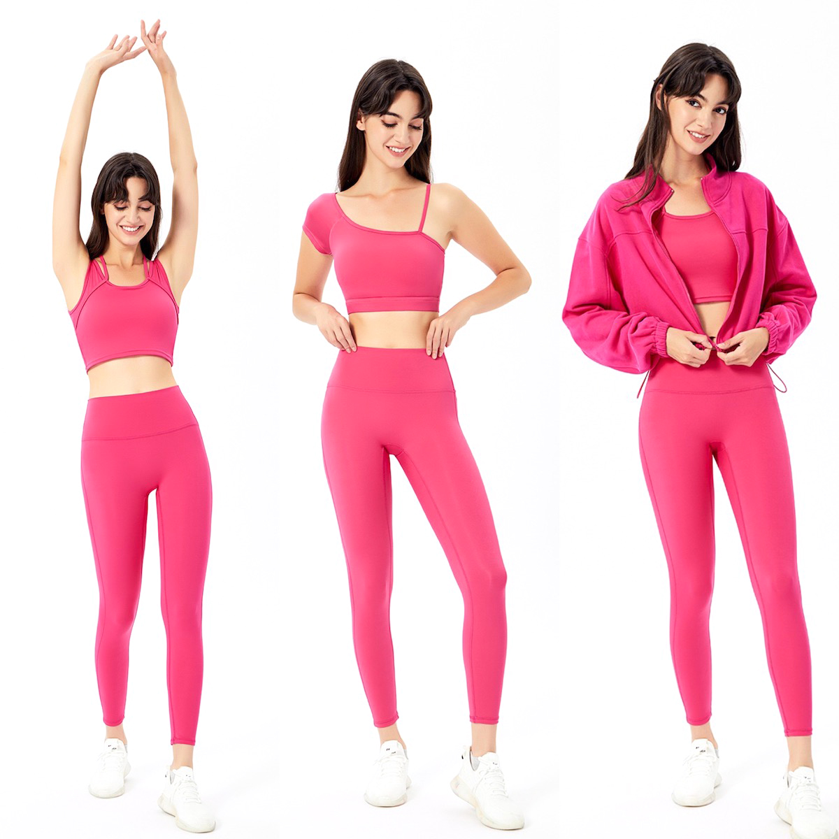 حار Fashion2/3PCS ملابس لياقة بدنية فائقة النعومة ملابس يوغا للنساء، حمالة صدر رياضية أنيقة + ليجنز بخصر عالٍ للتمارين المنزلية وملابس الجيم