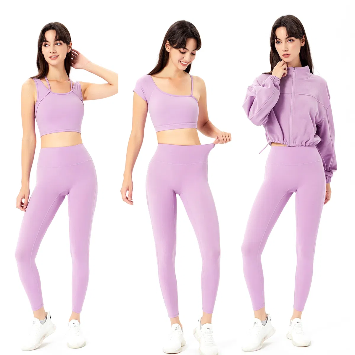 حار Fashion2/3PCS ملابس لياقة بدنية فائقة النعومة ملابس يوغا للنساء، حمالة صدر رياضية أنيقة + ليجنز بخصر عالٍ للتمارين المنزلية وملابس الجيم