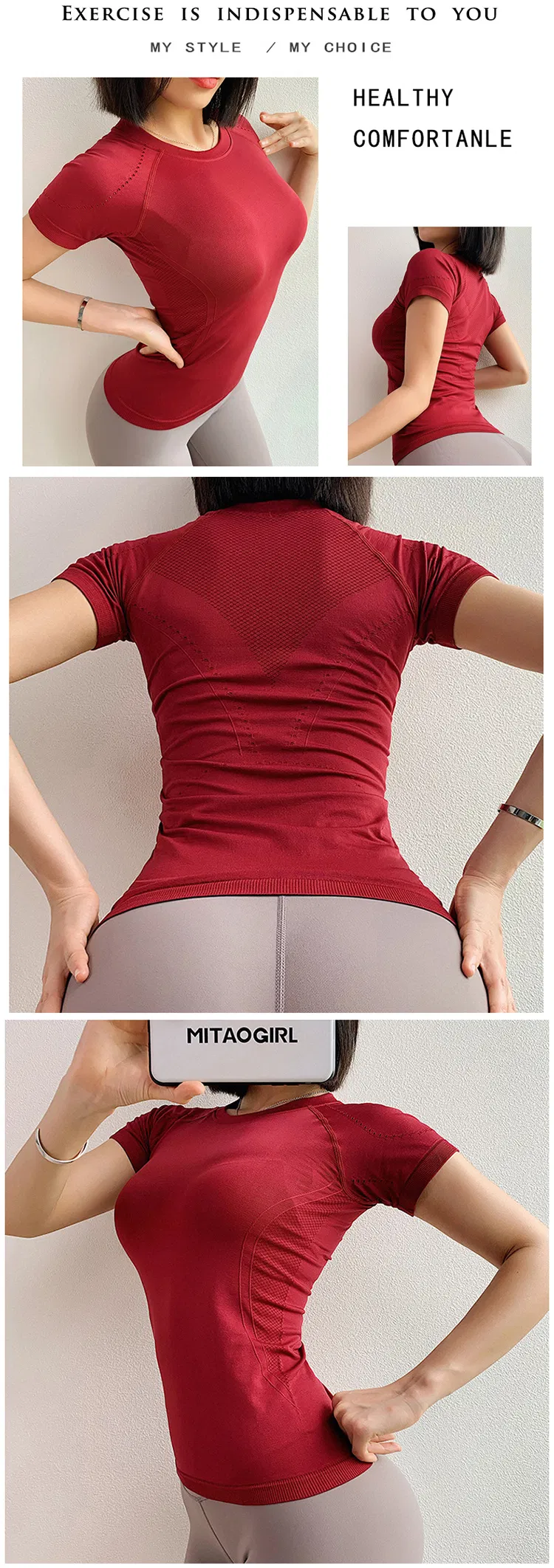 ملابس جملة ملابس رياضية لولو قمصان سلسة للنساء بأكمام قصيرة ملابس لياقة خفيفة الوزن قمصان رياضية لليوغا