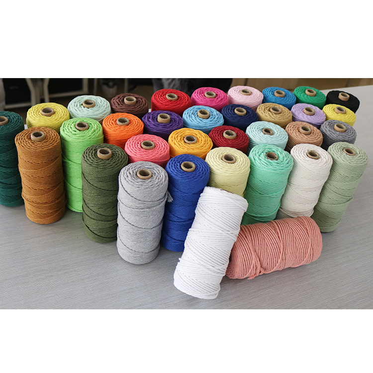 3mm 4mm 5mm DIY Rope Recycled Macrame Cotton Braided Twisted Cord Wholesale