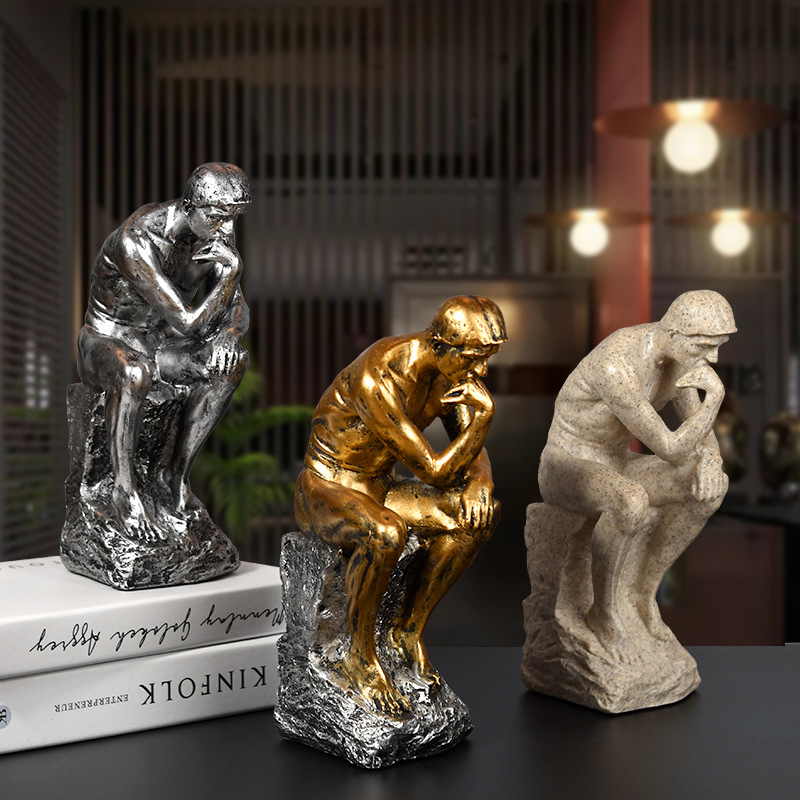 Thinker Resin Sculpture Abstract Figure Sculpture Art Crafts Furnishing Tabletop Wine Cabinet Window Furnishing