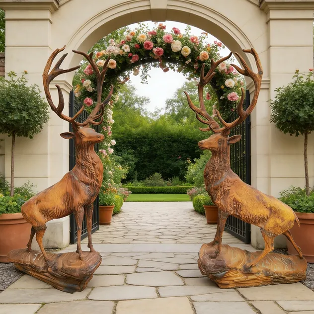 Cast Iron Deer Sculpture 6