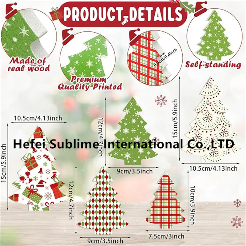 Christmas Huwena 5 PCS Table Decoration Wooden Christmas Tree Tiered Tray