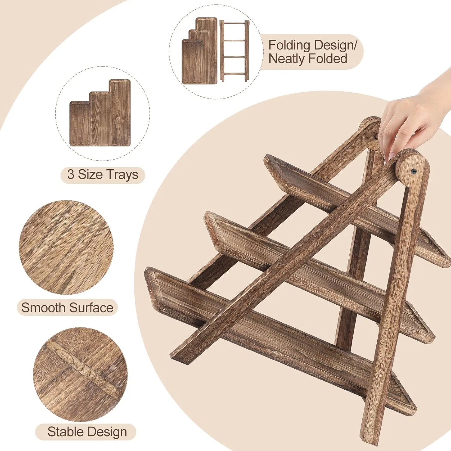 Wood Serving Tray Three Tiered Cupcake Stand Rustic Tray Wooden Farmhouse Decor