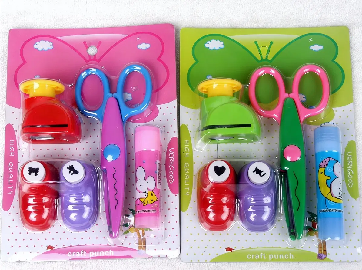 Bestline 2025 Custom Shape Hole Puncher Set DIY Embossing Device Plastic Material Scrapbook Paper Craft for Kids Office &amp; School