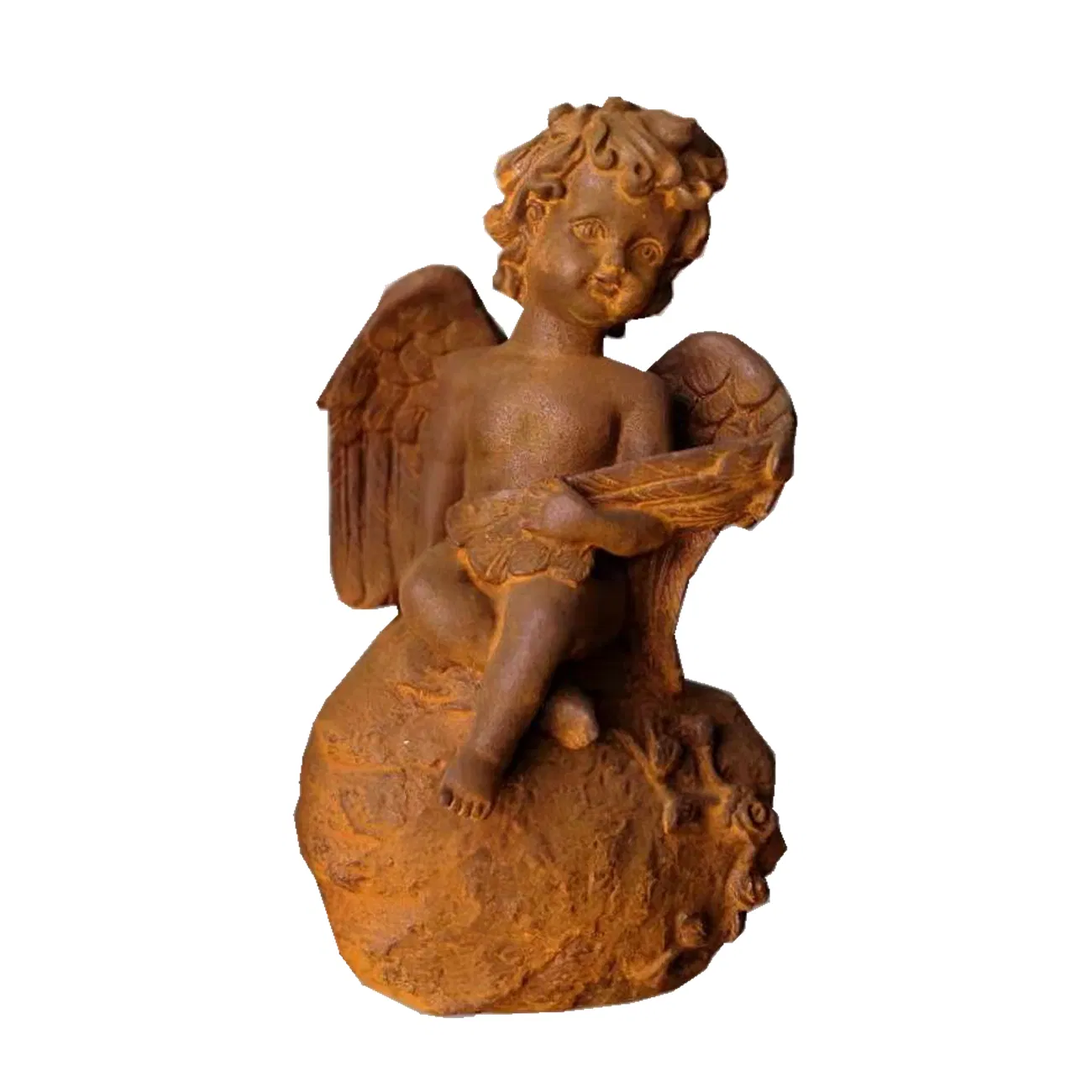 Sitting Child Angel Cast Iron Sculpture