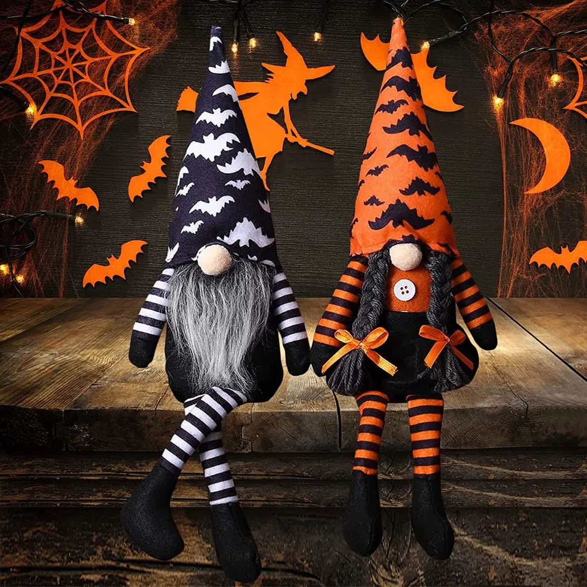 Halloween Decorations Halloween Gnome Decor Handmade Swedish Tomtes Home Table Doll Gifts for Halloween Thanksgiving Tiered Tray, Fireplace, Party