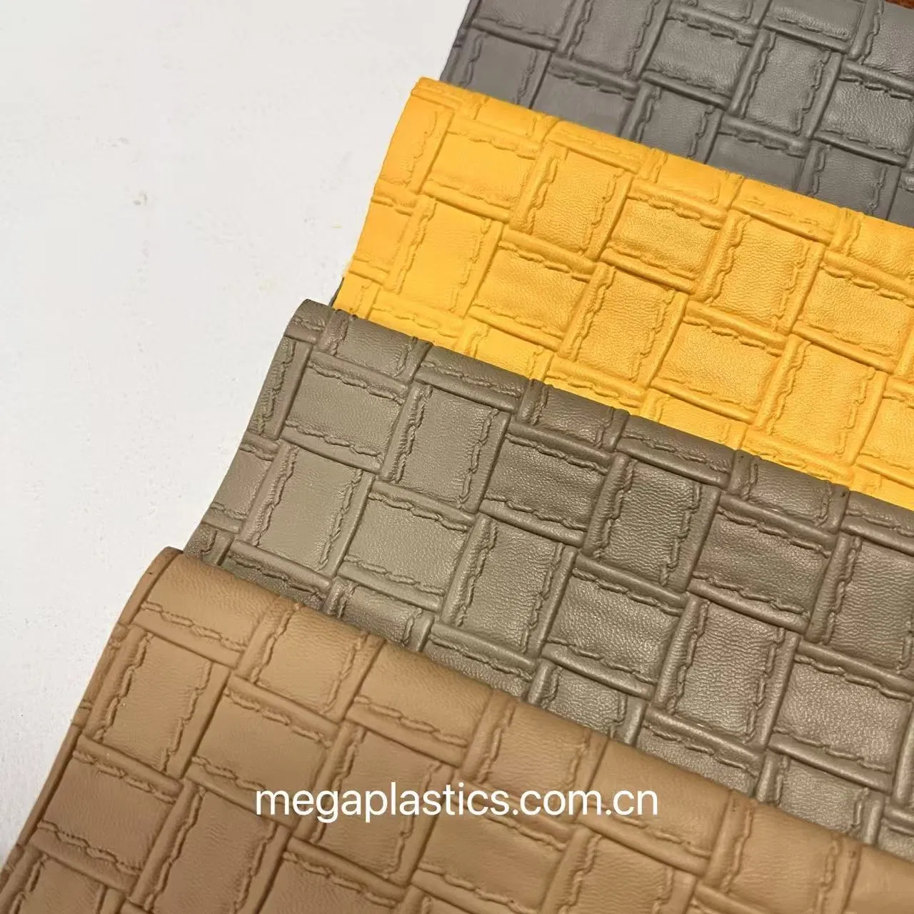 Embossing PVC Faux Leather with Weaving Design for Making Handbag PVC Faux Leather Sheets