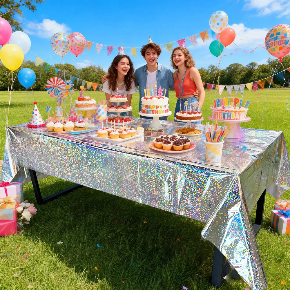 Vibrant Laser-Cut Disposable Tablecloth for Festive Party Celebrations