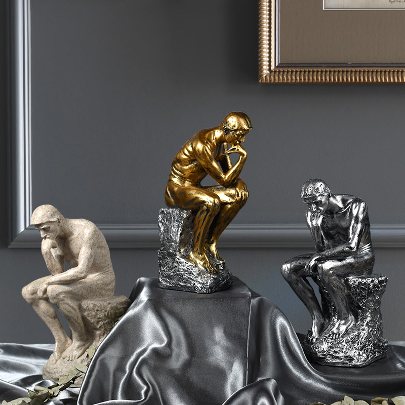 Thinker Resin Sculpture Abstract Figure Sculpture Art Crafts Furnishing Tabletop Wine Cabinet Window Furnishing