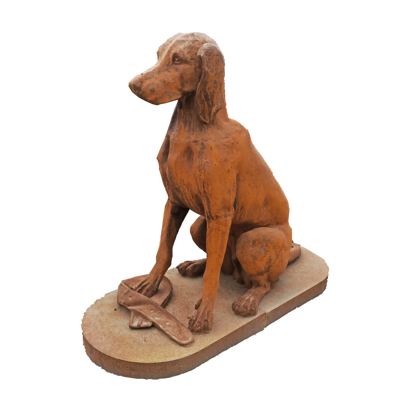 Antique Rustic Cast Iron Puppy Garden Sculpture