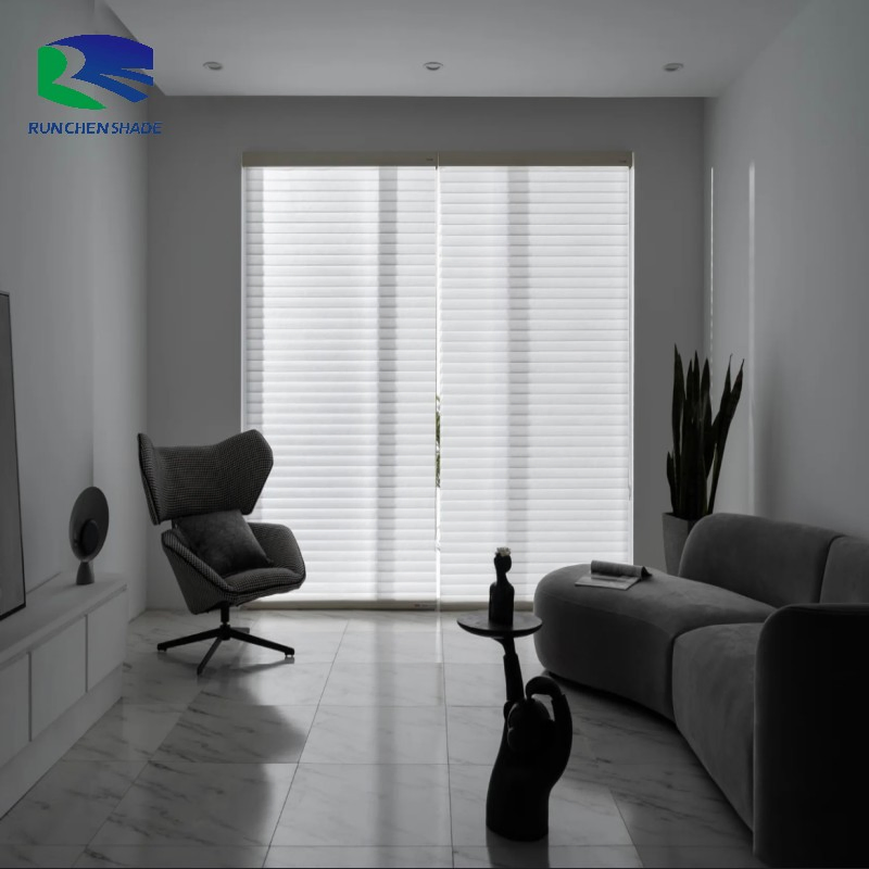 Customized Shangri-La Triple Shade Motorized Window Shading Sheer Silhouette Blinds