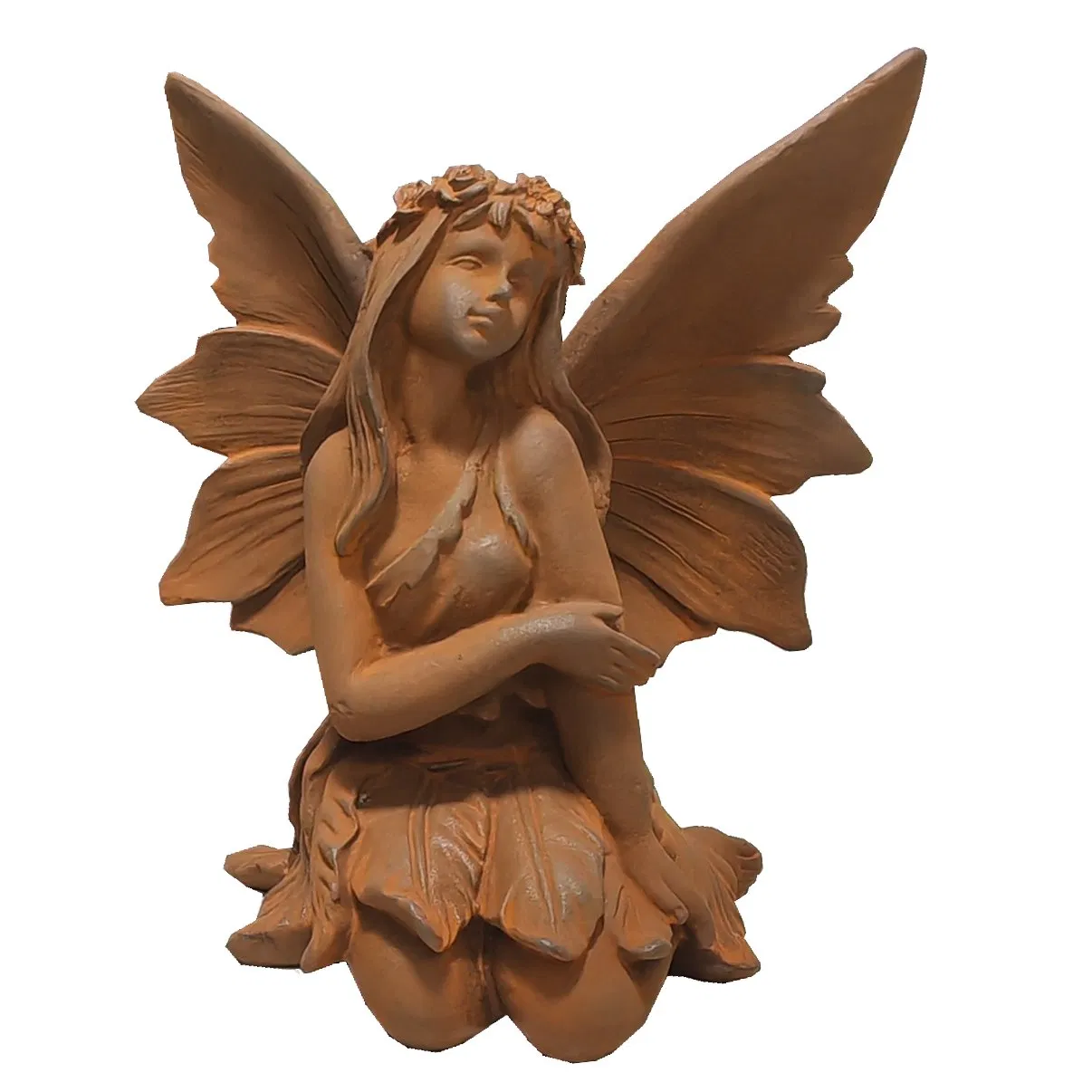 Forged Cast Iron Rusty Finish Angel Wings Housewarming Statue