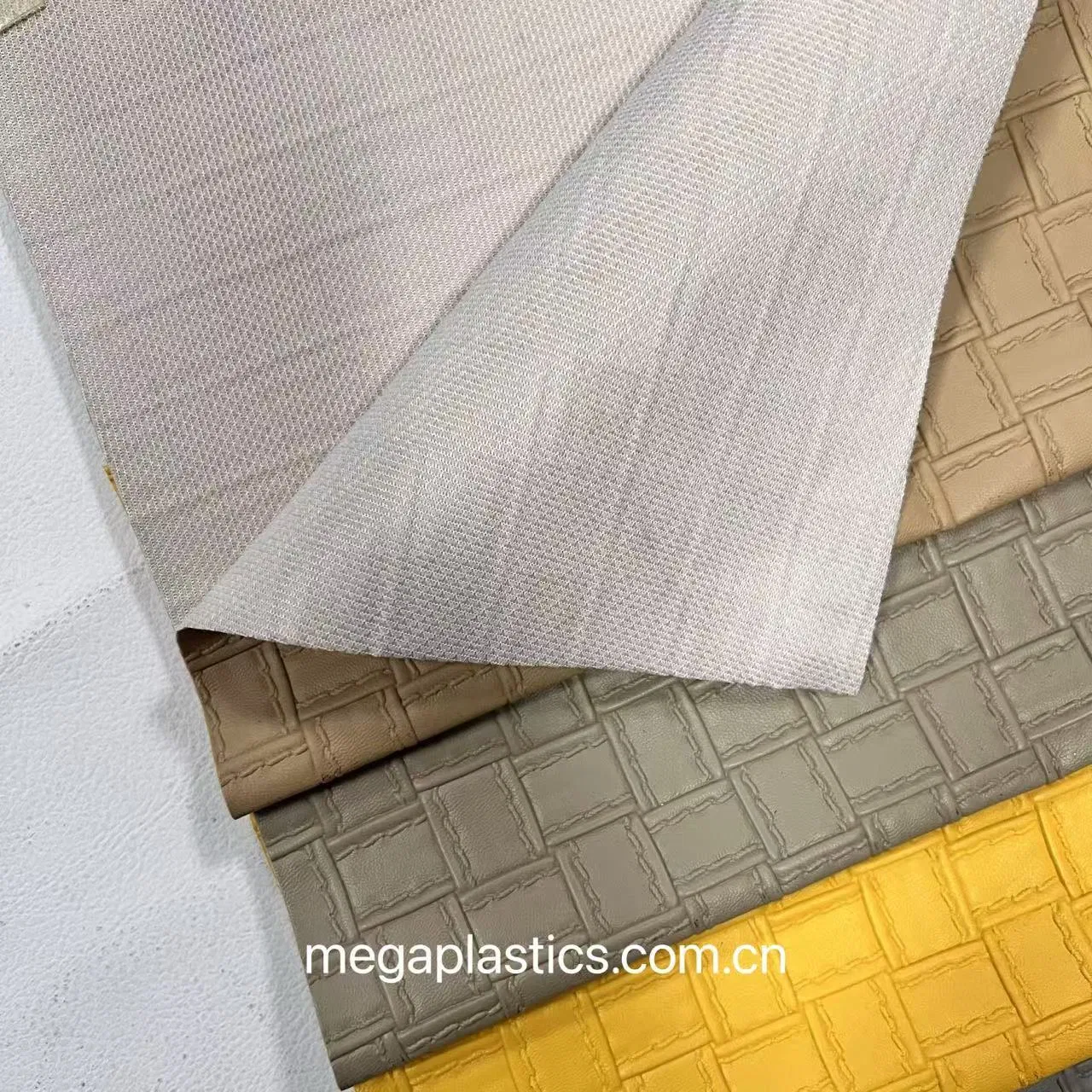 Embossing PVC Faux Leather with Weaving Design for Making Handbag PVC Faux Leather Sheets