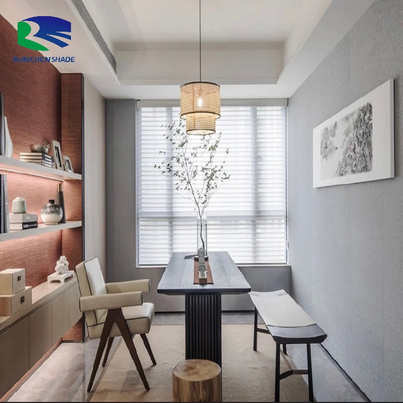 Customized Shangri-La Triple Shade Motorized Window Shading Sheer Silhouette Blinds