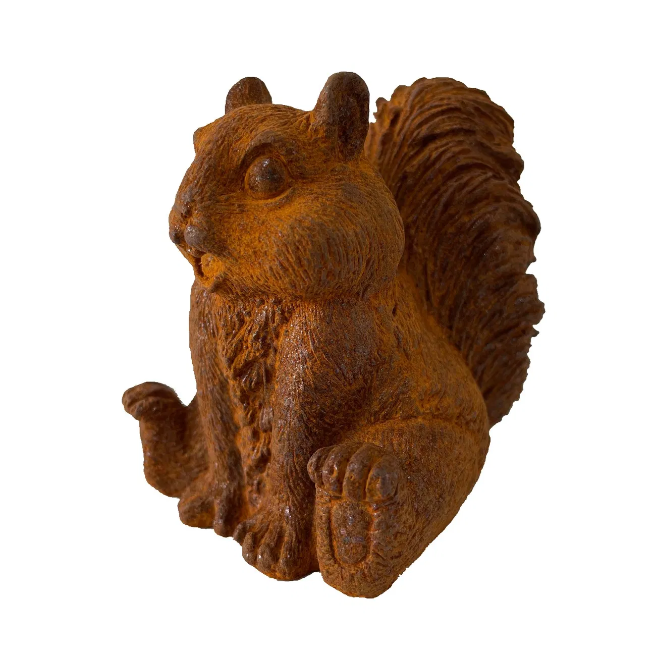 Handcrafted Iron Squirrel Sculpture for Indoor/Outdoor Gardens