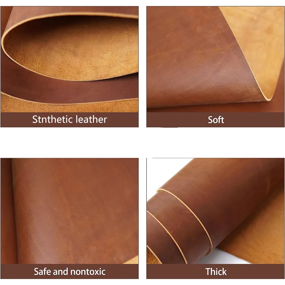 Brown Tooling Leather Sheets for Crafts Full Grain Synthetic Leather Crafting Leather