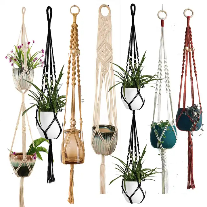 Hot Sale Handmade Macrame Plant Hanger Pot Hanger Pot Tray Indoor Plant Hanging for Home Gift and Decoration