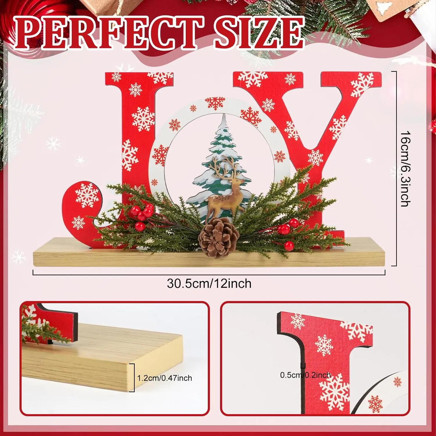 Joyful Wooden Tiered Tray for Holiday Home Decor