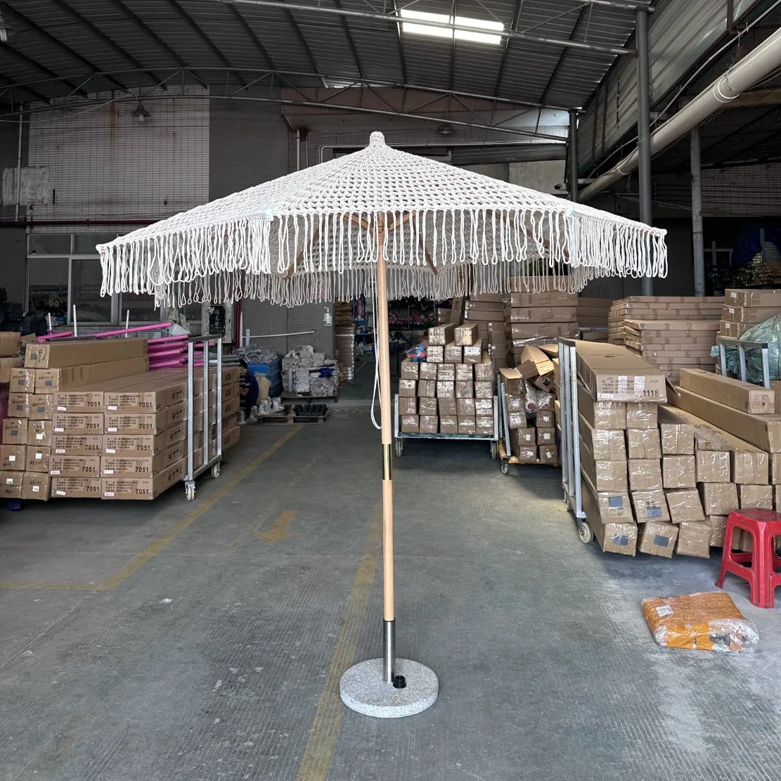 Elegant Macrame Parasol Umbrella for Beach and Outdoor Use