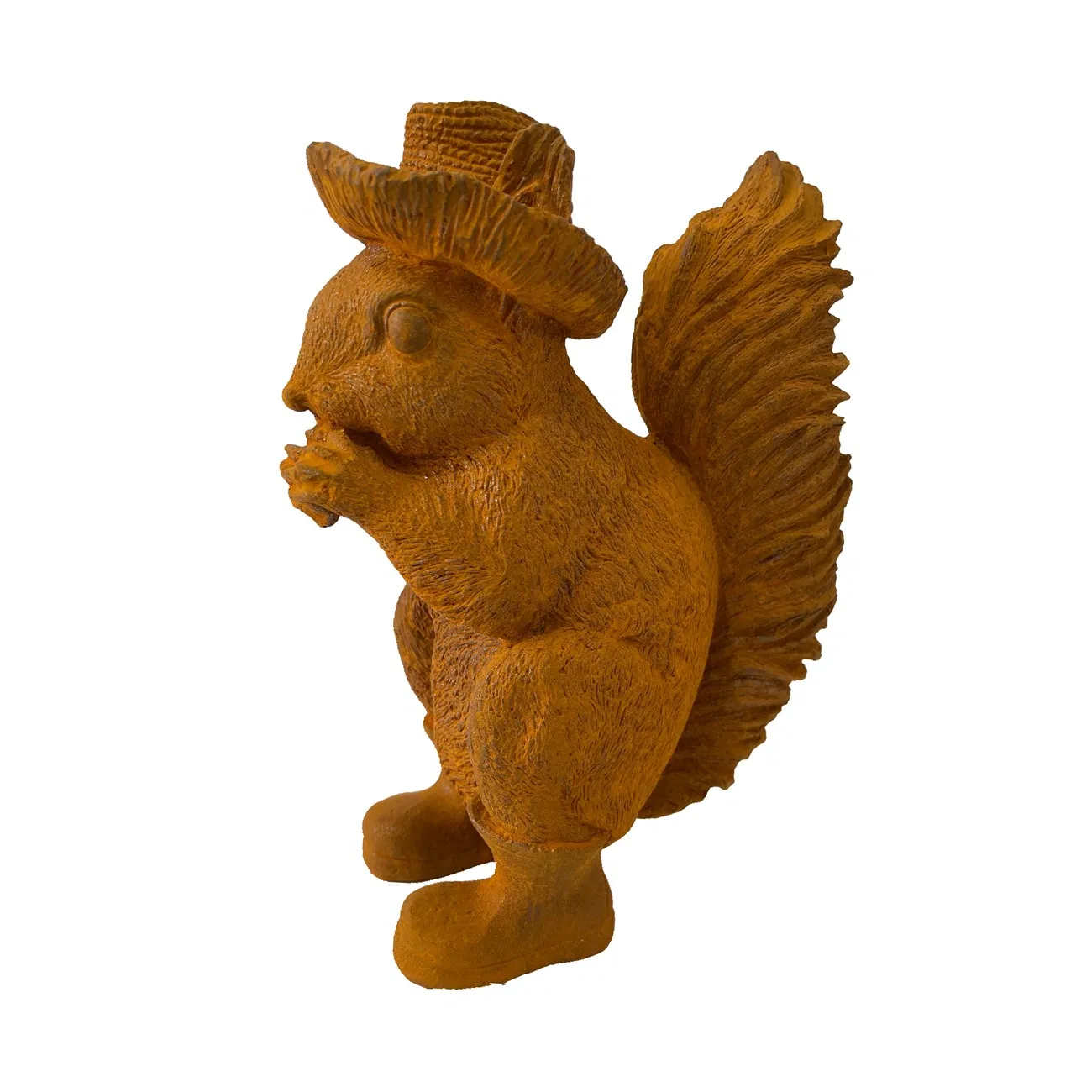Handcrafted Iron Squirrel Sculpture for Indoor/Outdoor Gardens