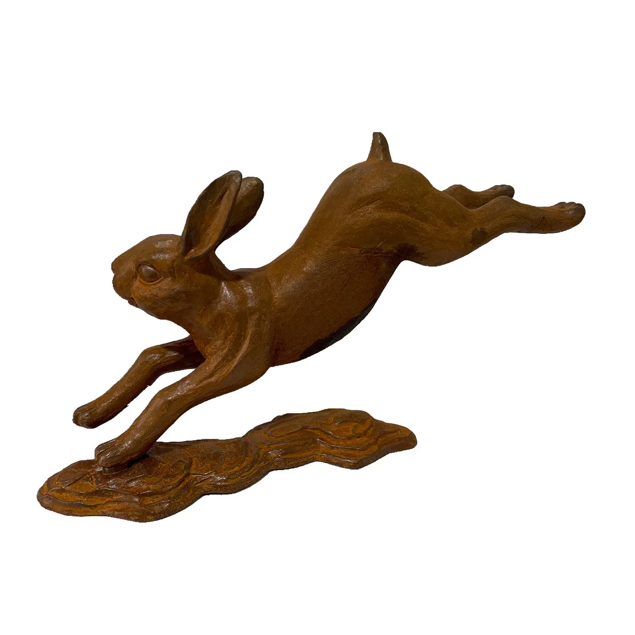 Rusty Finish Cast Iron Bunny Figurine for Garden Collectors