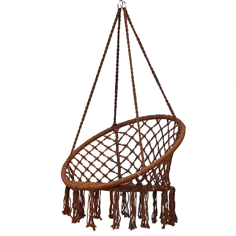 Outdoor Patio Cream Macrame Double Hanging Hammock Swing Chair