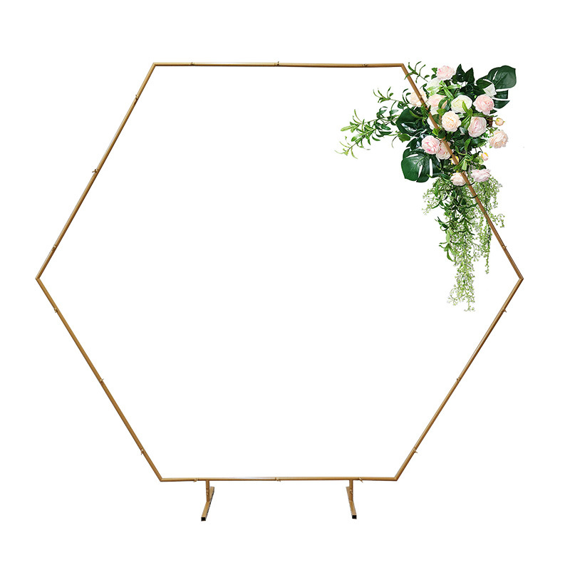 Hot Selling Wrought Hexagon Iron Arch Stand Arch for Wedding Flower Balloon Decor Iron Arch