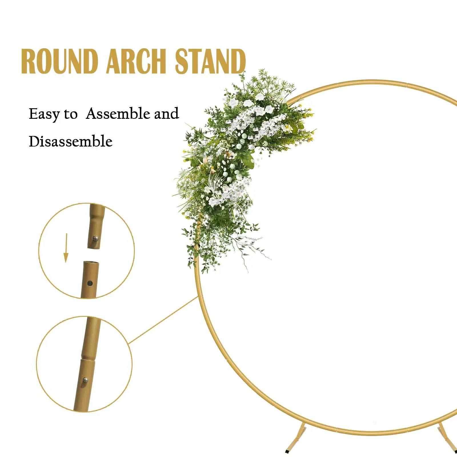 Round Backdrop Stand Metal Circle Balloon Arch Frame, Backdrop Stand Arch, Wedding Arches for Ceremony Birthday Party Bridal Graduation Decoration Baby Shower