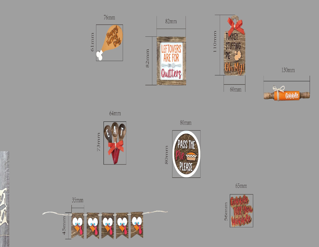 Turkey Leaves Wood Sign 4PCS Thanksgiving Tiered Tray Decoration Set for Home Kitchen