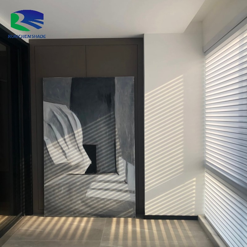 Customized Shangri-La Triple Shade Motorized Window Shading Sheer Silhouette Blinds