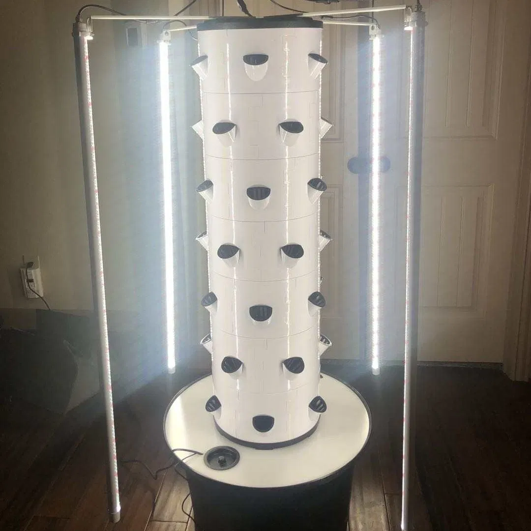 a Type Tower Vertical Hydroponic Aeroponic Tower Towers Garden LED with Cage