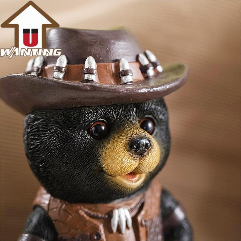 Personality Creative Art of Lady Liberty Bear Cartoon Style Resin Home Ornaments