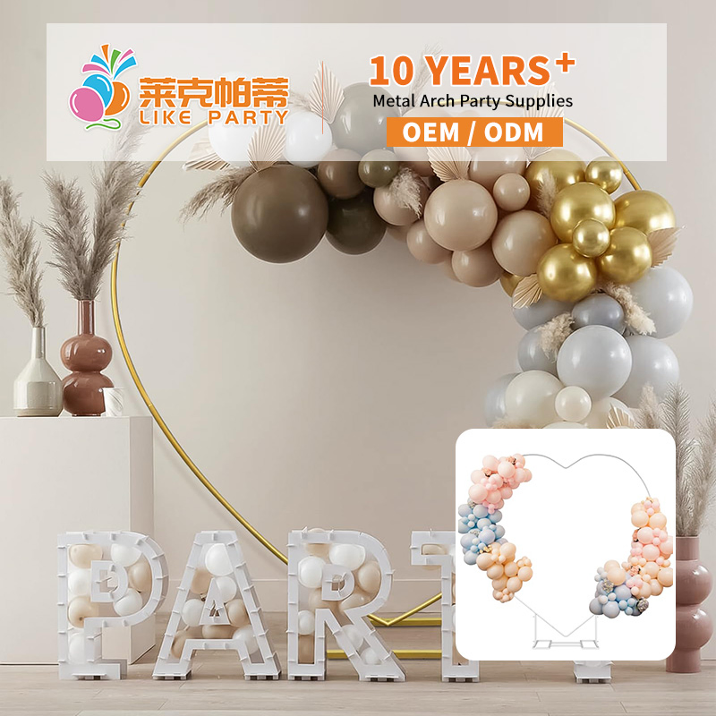 Metal Heart Shape Balloon Arch Frame with Base for Party Decoration