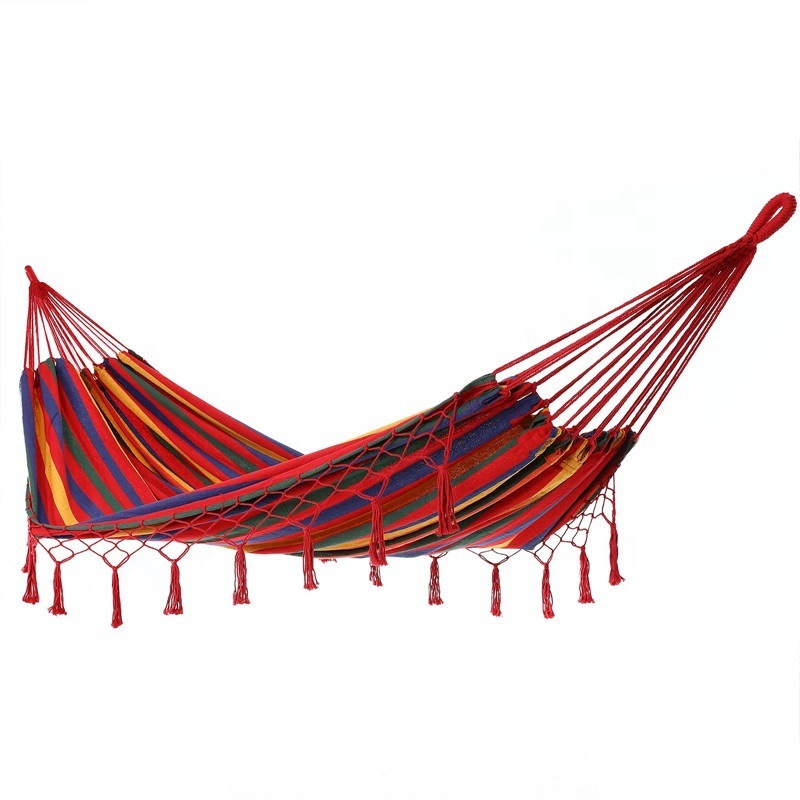 Multi-Color Tassel Macrame Hammock Portable Canvas Camping Hammock