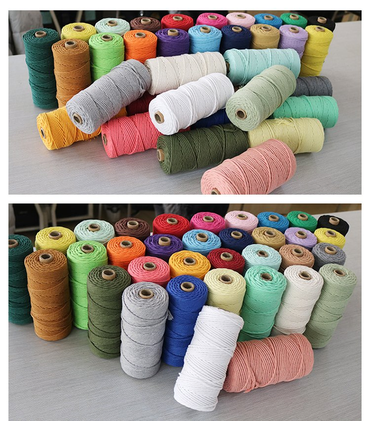 3mm 4mm 5mm DIY Rope Recycled Macrame Cotton Braided Twisted Cord Wholesale