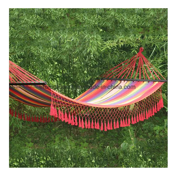 Outdoor Hanging Canvas Macrame Tassel Hammock 2